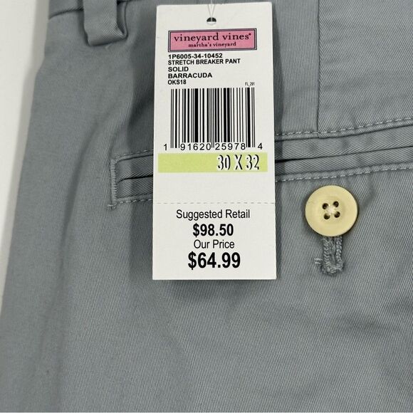 VINEYARD VINES Men’s Gray Barracuda Stretch Breaker Pants sz 30 x 32 - Picture 6 of 7